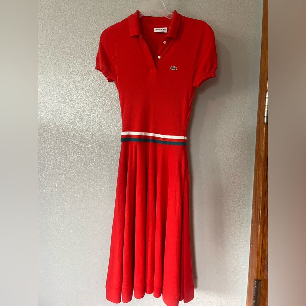 Lacoste Vibrant Red dress with Crocodile Emblem. Made in France